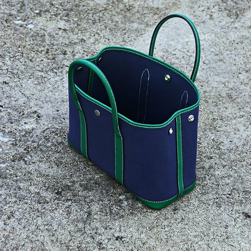Water-repellent Canvas Contrasting Garden Tote Bag_BDHL8199