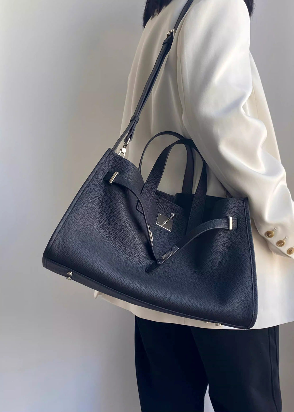 Genuine Leather Large Capacity Tote Bag_BDHL8190