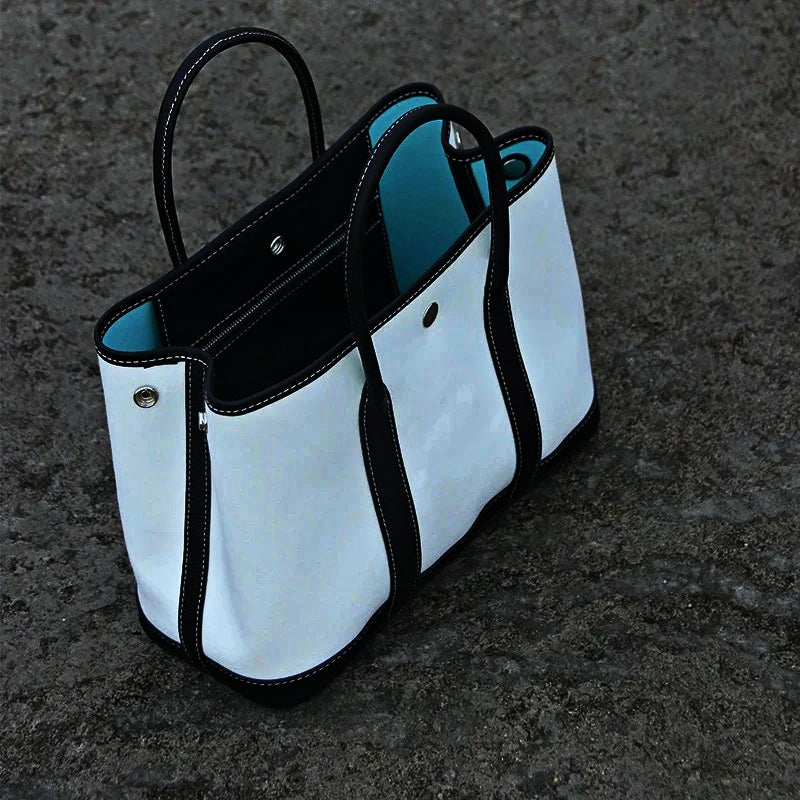Water-repellent Canvas Contrasting Garden Tote Bag_BDHL8199