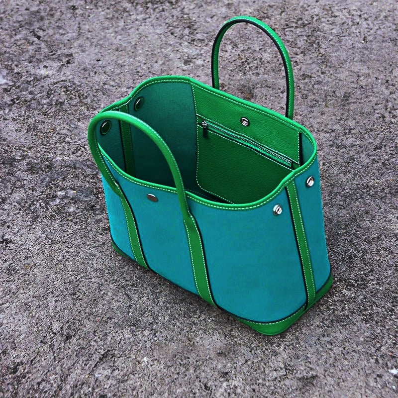 Water-repellent Canvas Contrasting Garden Tote Bag_BDHL8199