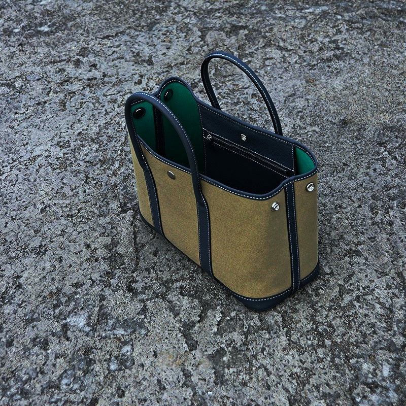 Water-repellent Canvas Contrasting Garden Tote Bag_BDHL8199