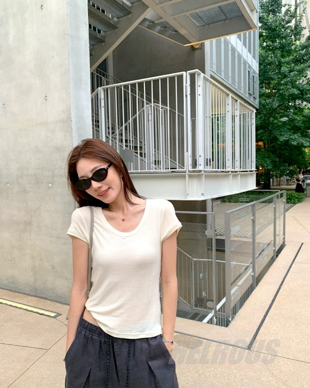 Tencel-Wool Slim Short-Sleeve Top_BDHL8335