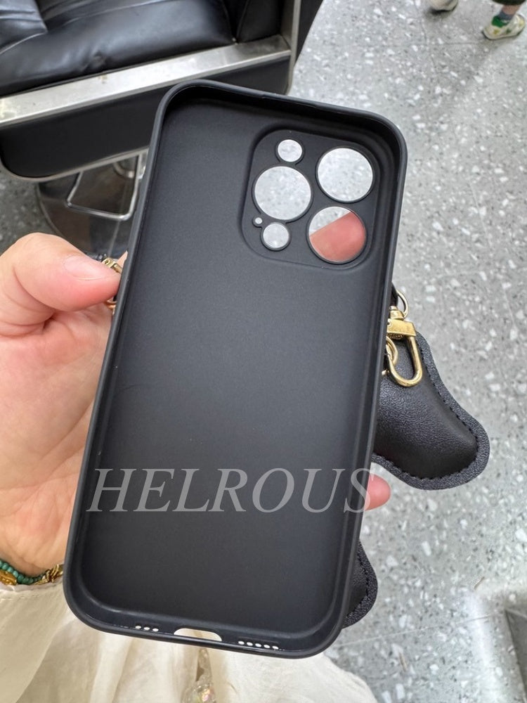 簡約小狗卡包斜背包 iPhone 手機殼_HL3304
