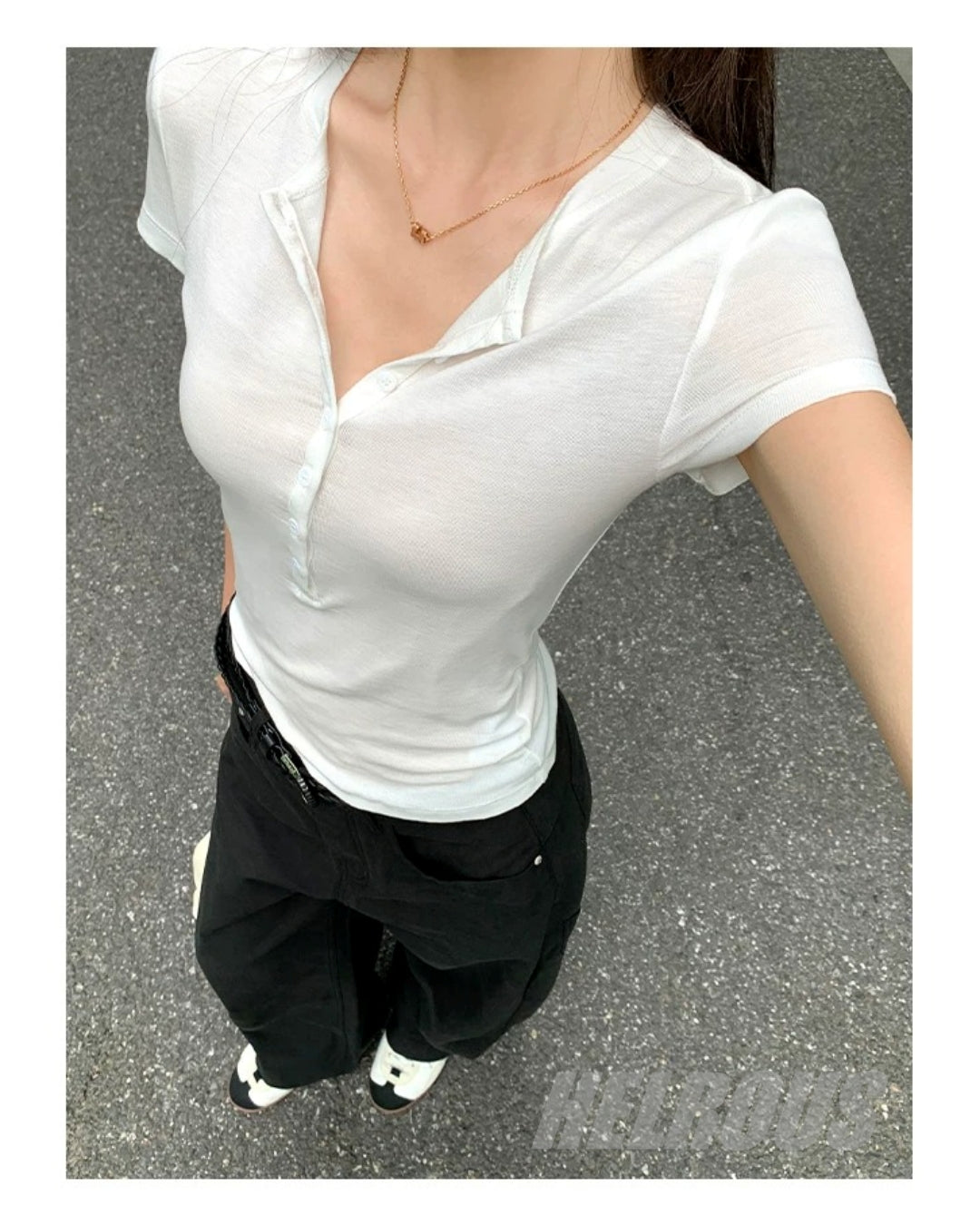 Tencel Henley Slim Short-Sleeve Top_BDHL8336