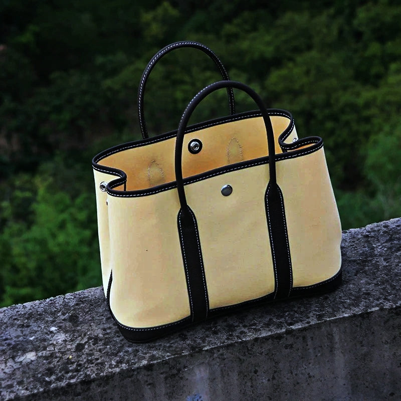 Water-repellent Canvas Contrasting Garden Tote Bag_BDHL8199