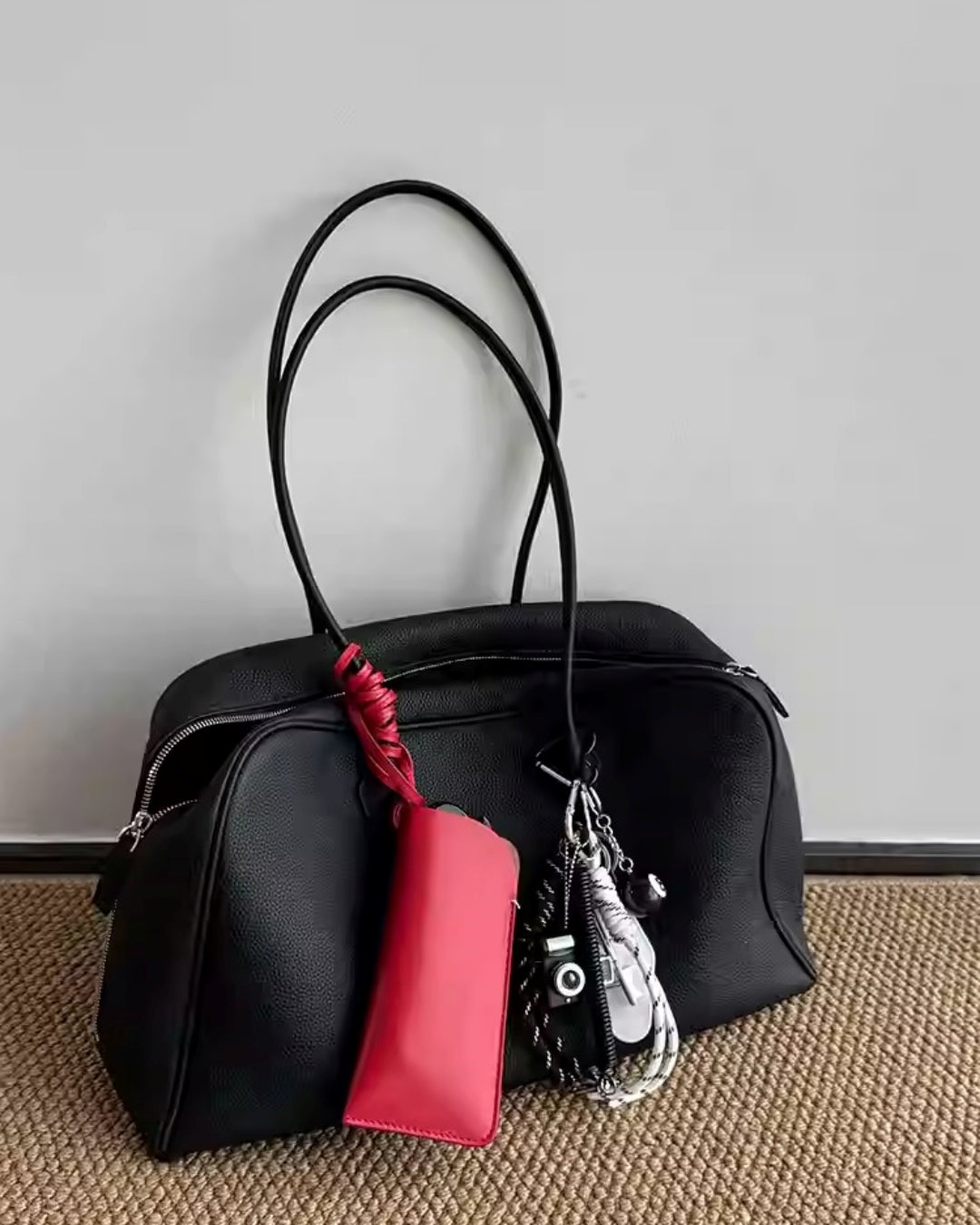 Gray Shoulder Boston Bag_BDHL7807