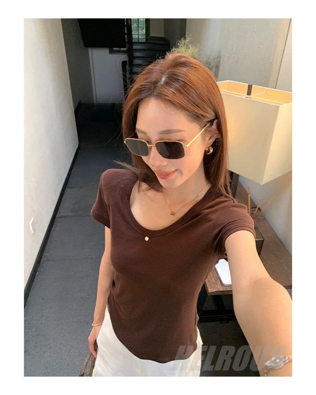 Tencel-Wool Slim Short-Sleeve Top_BDHL8335