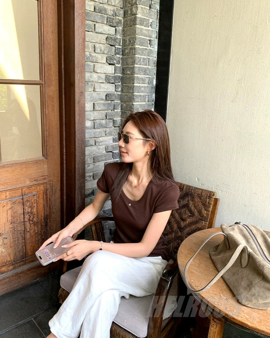 Tencel-Wool Slim Short-Sleeve Top_BDHL8335