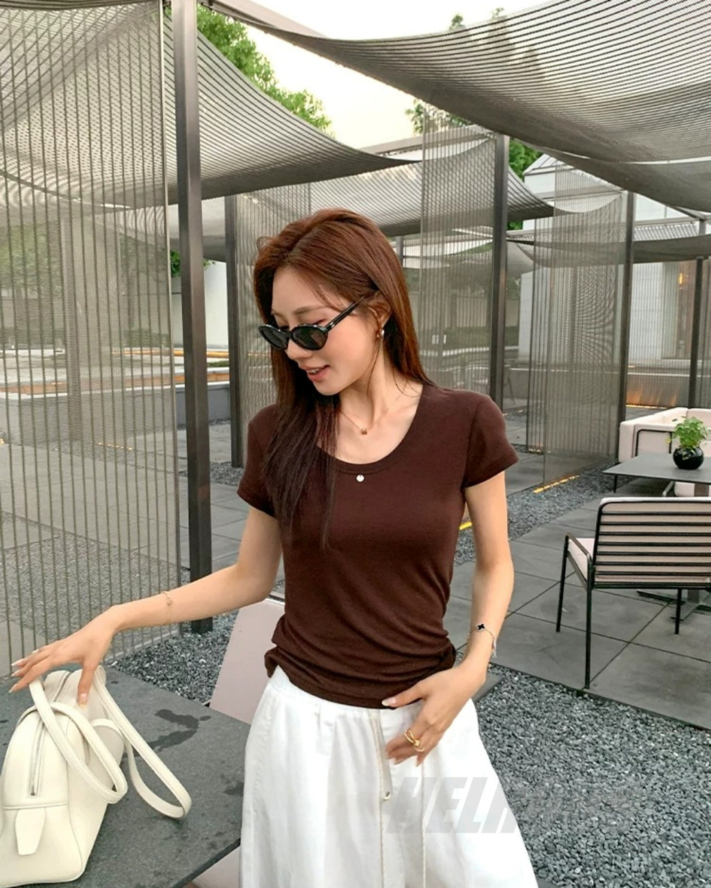 Tencel-Wool Slim Short-Sleeve Top_BDHL8335