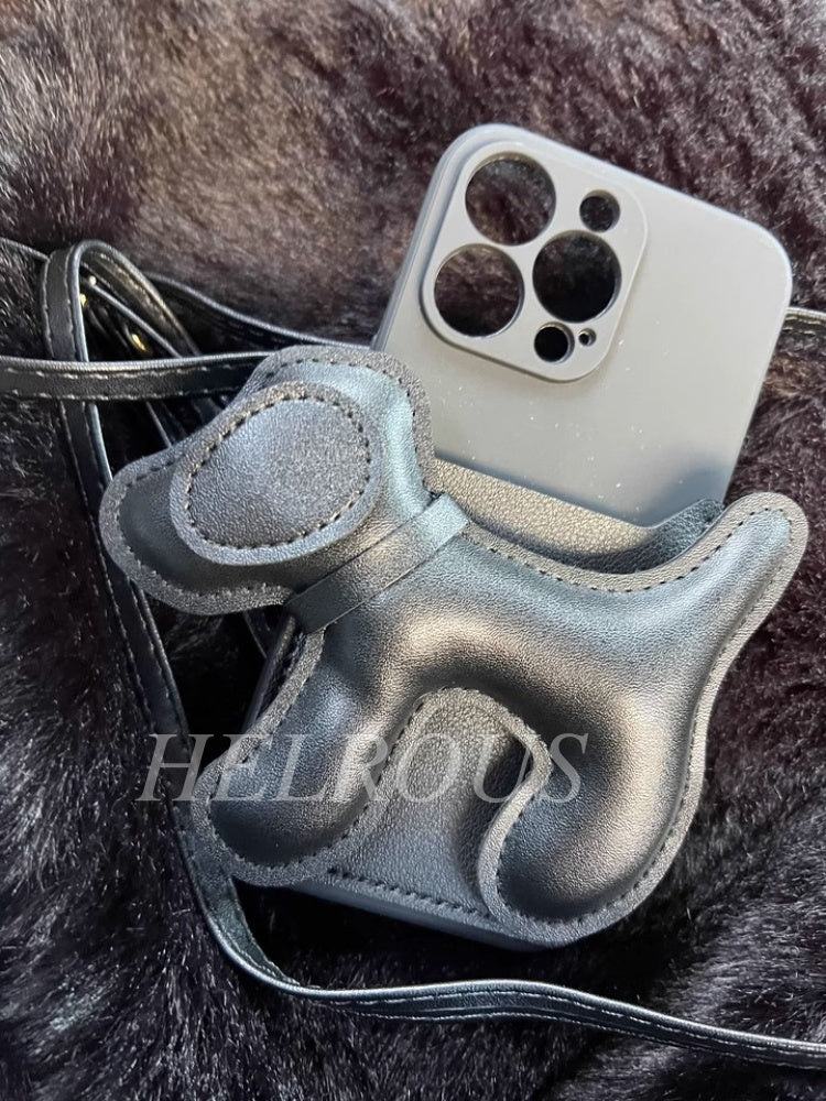 簡約小狗卡包斜背包 iPhone 手機殼_HL3304
