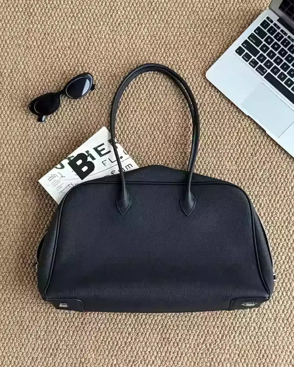 Gray Shoulder Boston Bag_BDHL7807