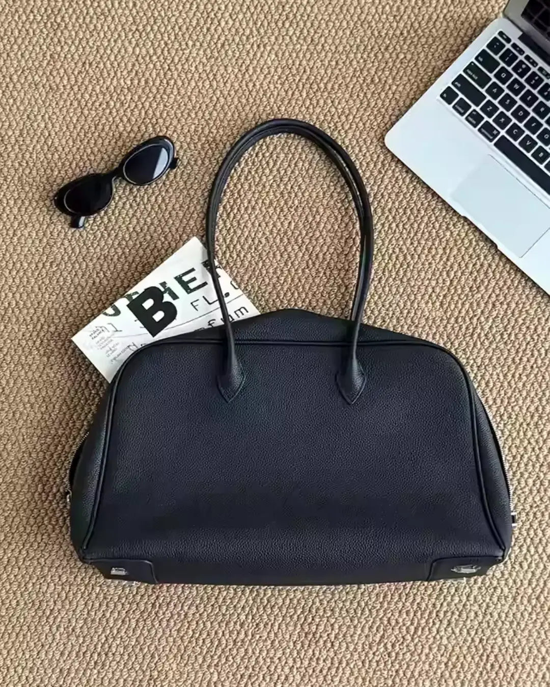 Gray Shoulder Boston Bag_BDHL7807