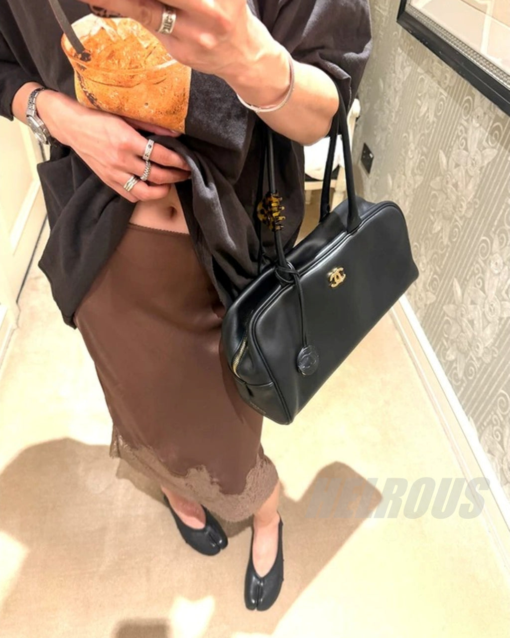Acetate Satin Lace-Hem Midi Skirt_BDHL8330