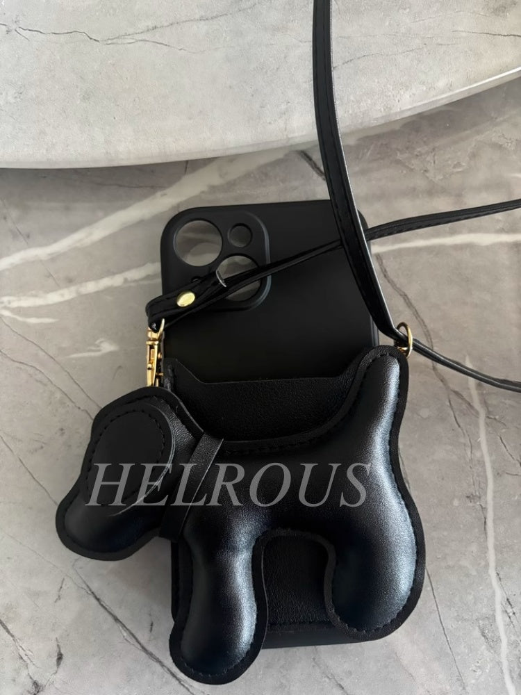 簡約小狗卡包斜背包 iPhone 手機殼_HL3304