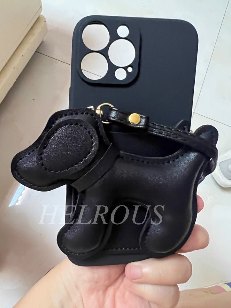 簡約小狗卡包斜背包 iPhone 手機殼_HL3304