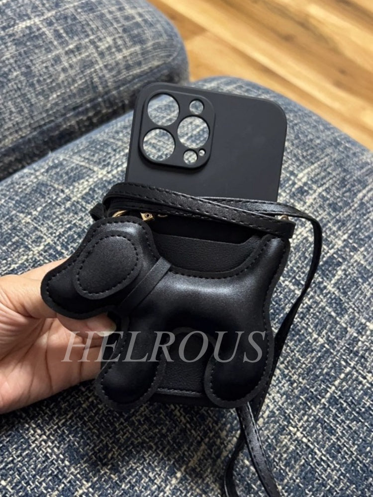 簡約小狗卡包斜背包 iPhone 手機殼_HL3304