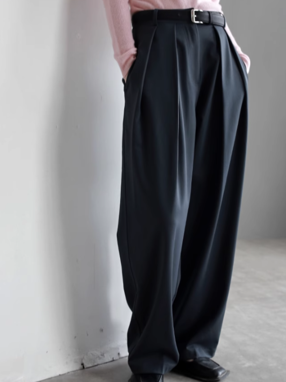 Simple Straight Drape Wide Leg Pants_BDHL4965