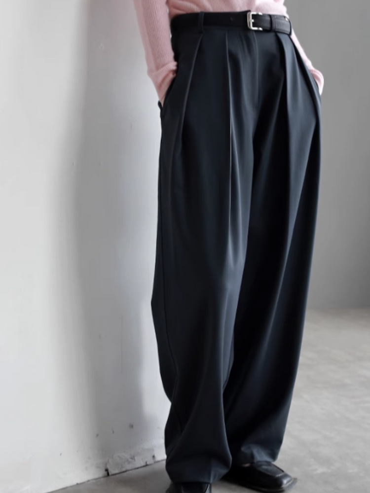 Simple Straight Drape Wide Leg Pants_BDHL4965