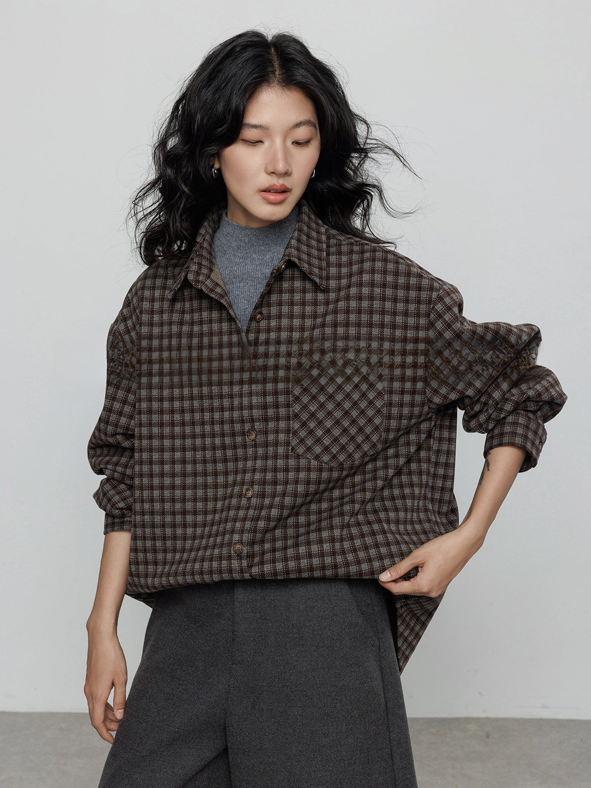Checked Brushed-Cotton Shirt_BDHL7960