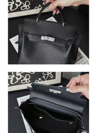 Structured Leather Shoulder Tote_BDHL7432