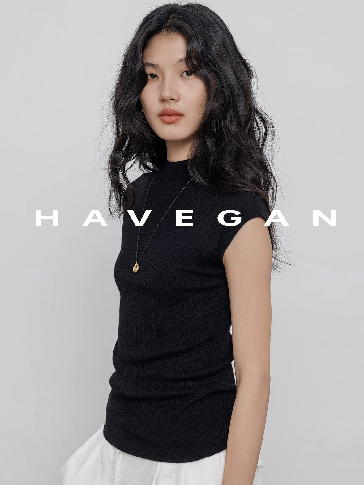Half Turtleneck Knitted Vest_BDHL7357
