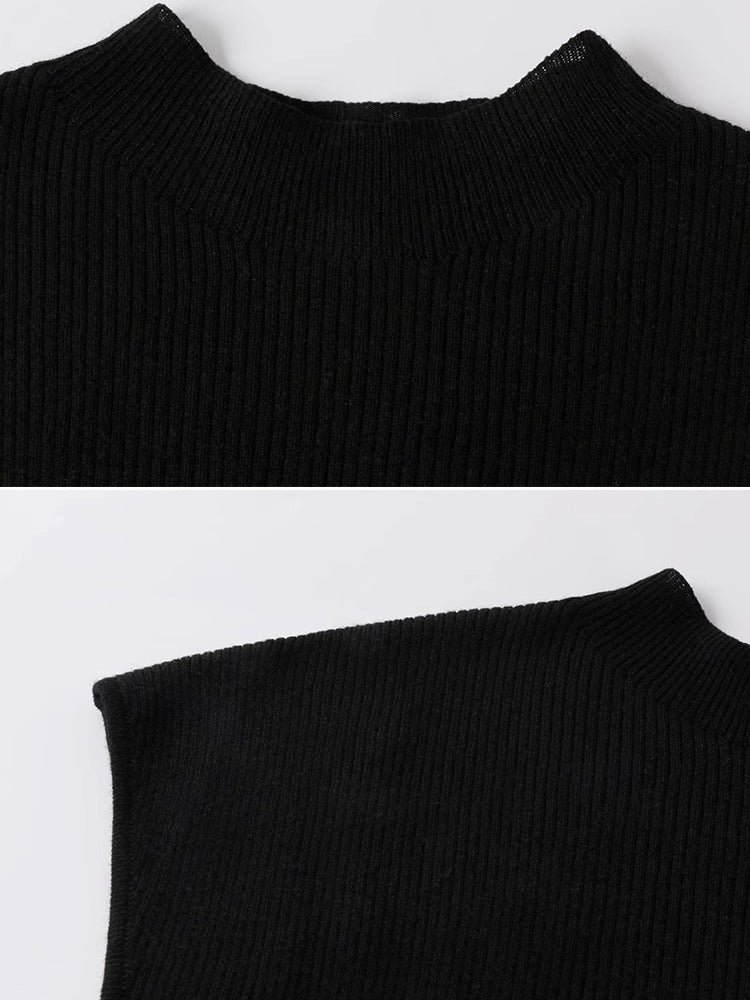 Half Turtleneck Knitted Vest_BDHL7357
