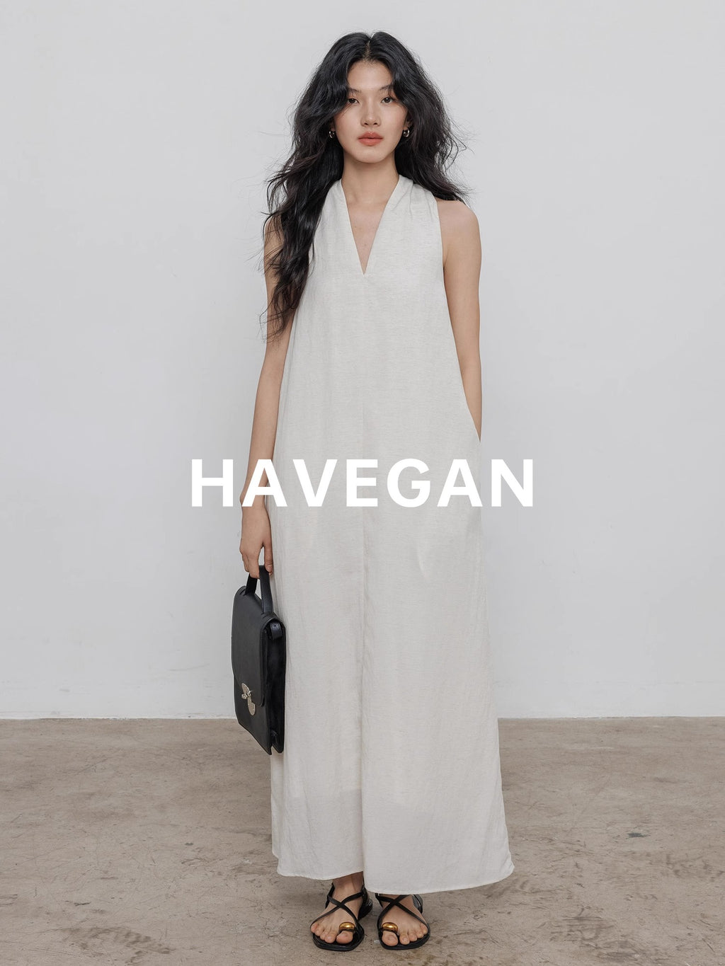 V-Neck Sleeveless A-Line Dress_BDHL7359