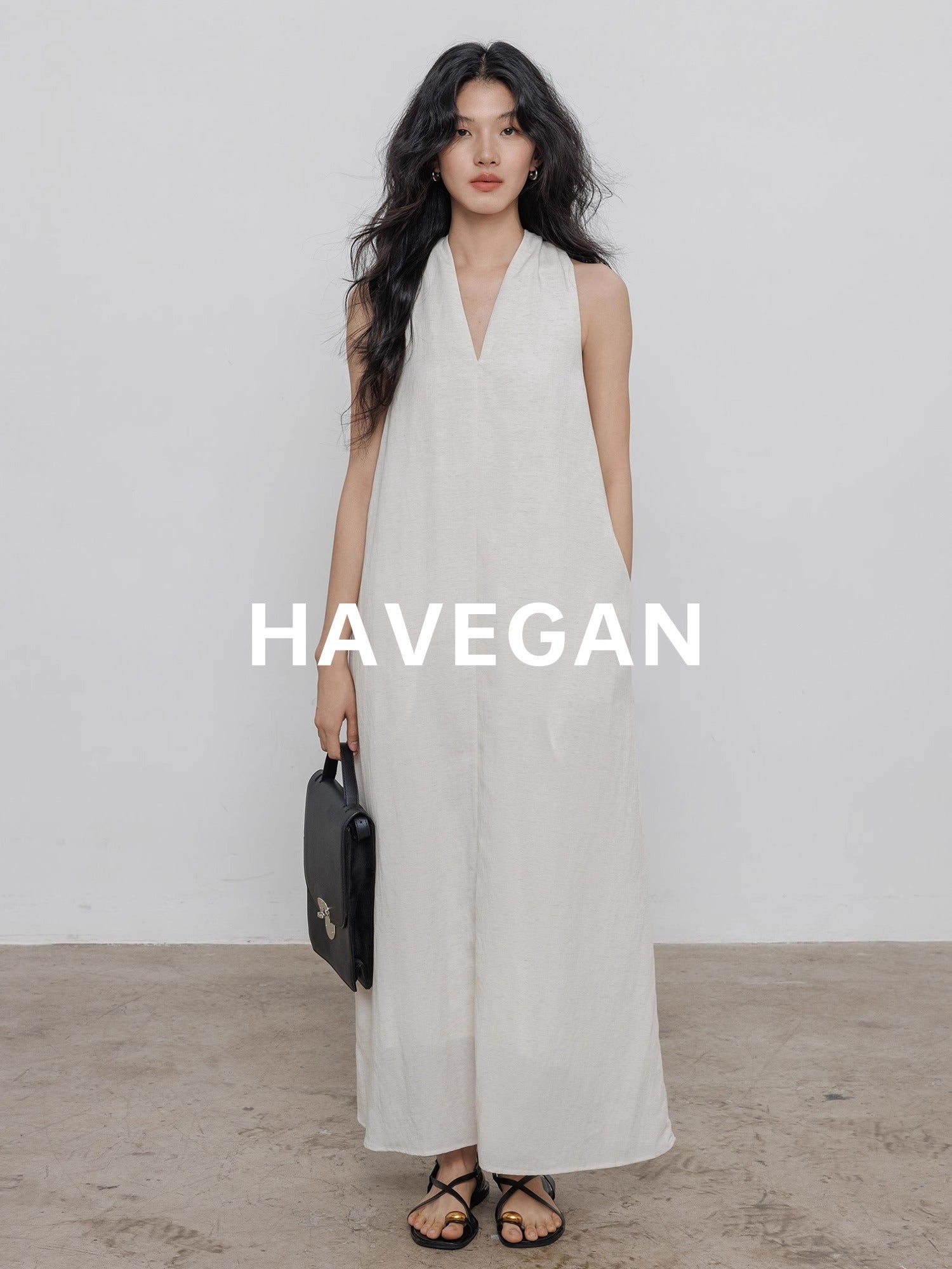 V-Neck Sleeveless A-Line Dress_BDHL7359