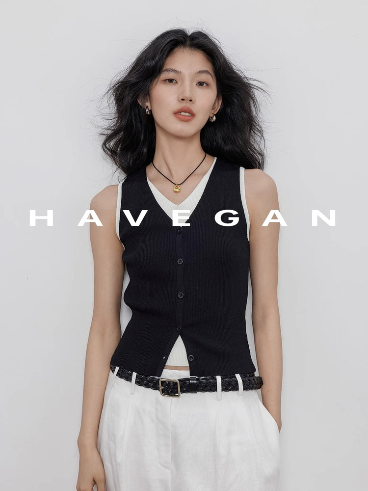 Two-Piece Style Knitted Vest_BDHL7356
