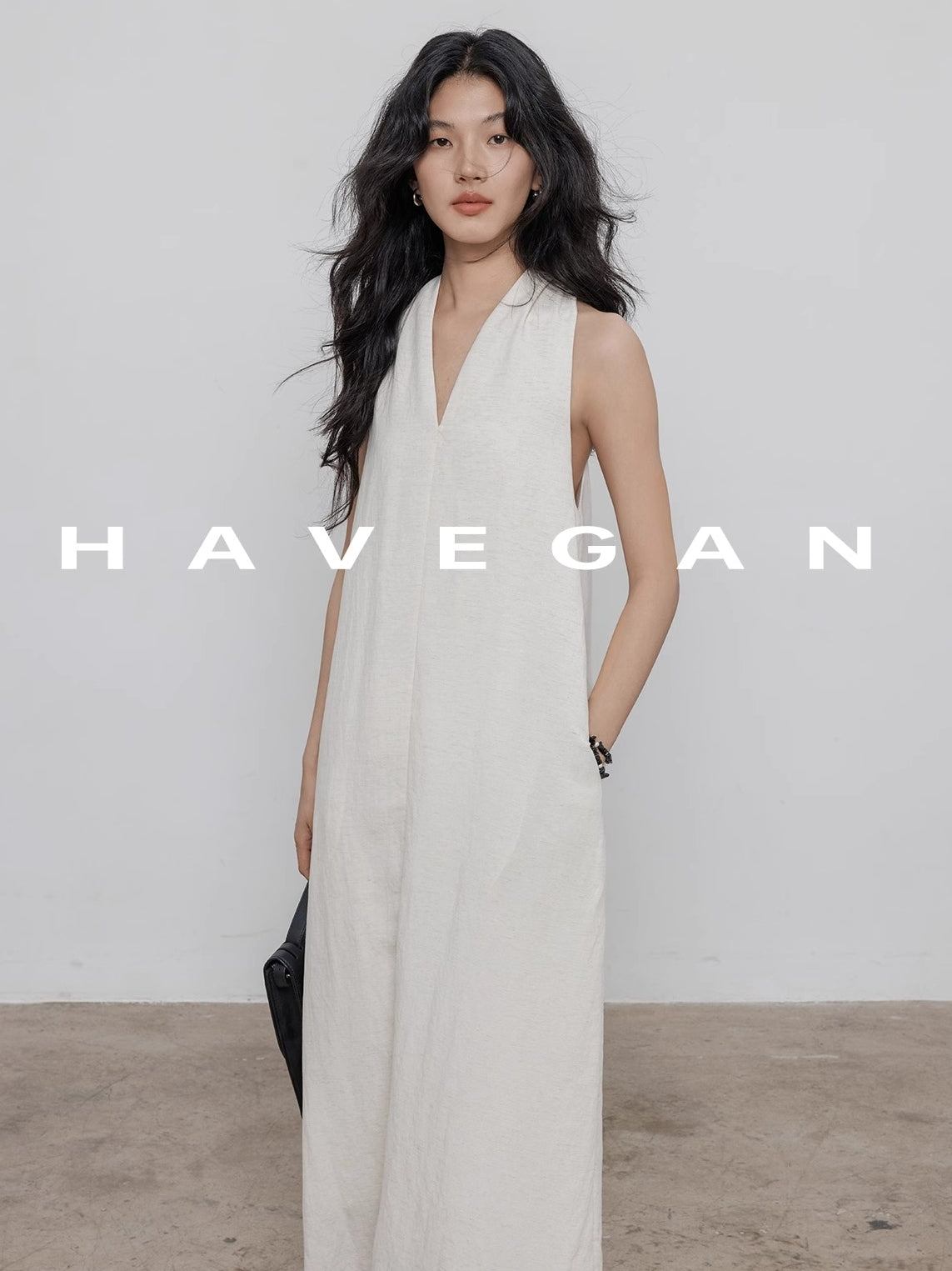V-Neck Sleeveless A-Line Dress_BDHL7359