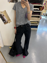 Slim Short V-Neck T-Shirt_BDHL7302