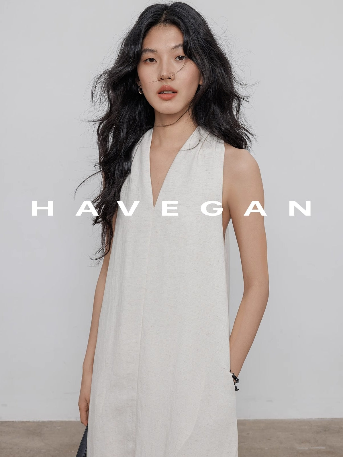 V-Neck Sleeveless A-Line Dress_BDHL7359