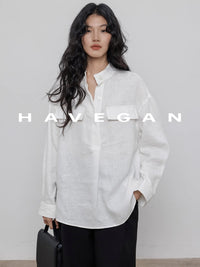 Stand Collar Loose Shirt_BDHL7358