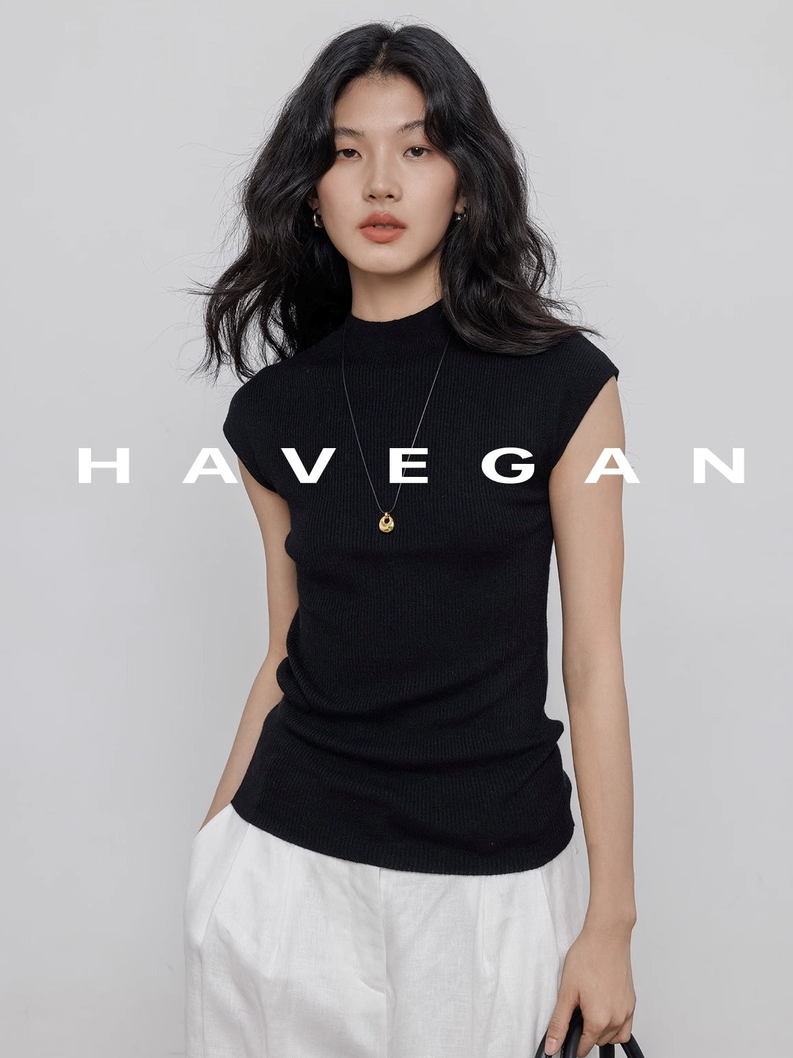 Half Turtleneck Knitted Vest_BDHL7357