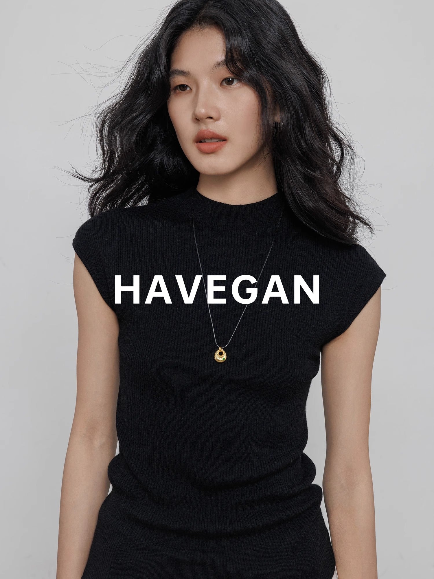 Half Turtleneck Knitted Vest_BDHL7357