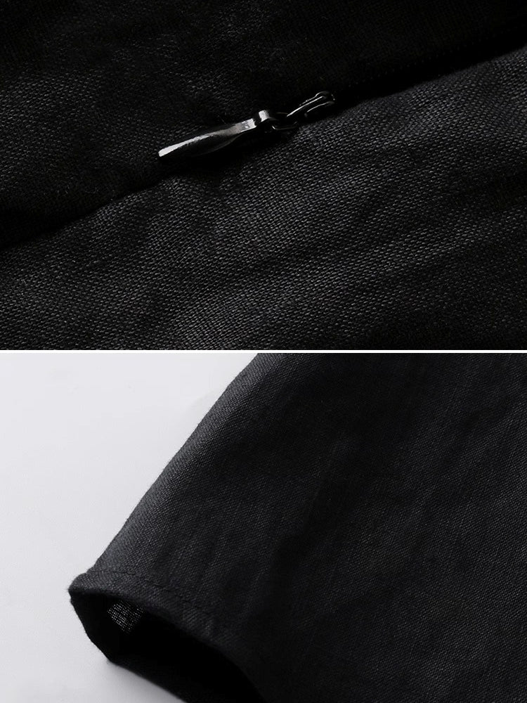 Black A-Line Skirt Sleeveless Dress_BDHL7360