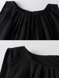 Black A-Line Skirt Sleeveless Dress_BDHL7360