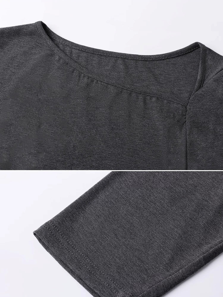 Diagonal Collar Knitted T-Shirt_BDHL7365