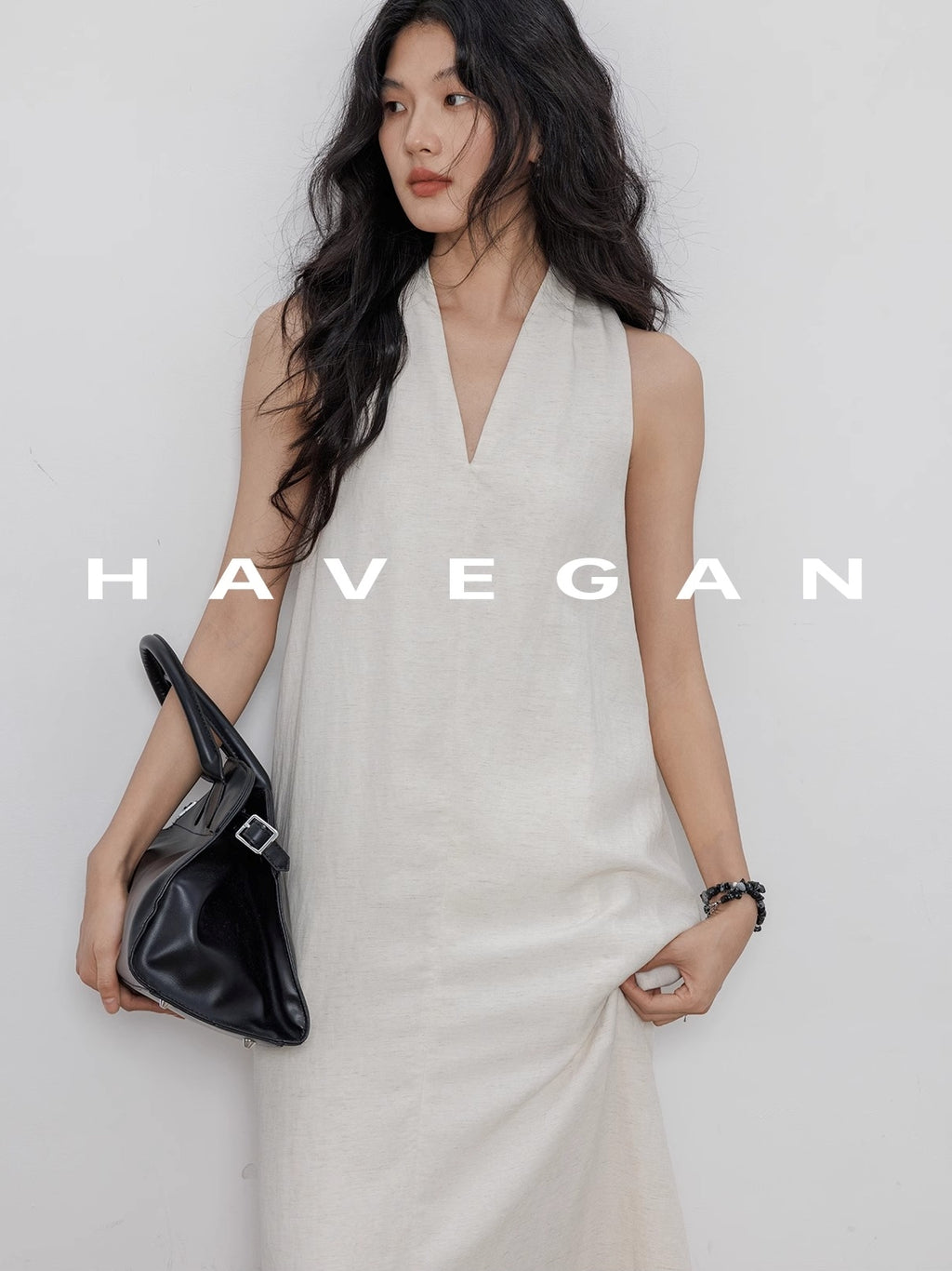 V-Neck Sleeveless A-Line Dress_BDHL7359