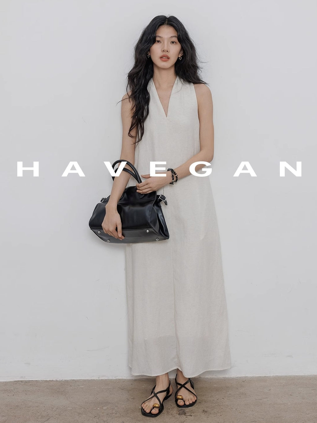 V-Neck Sleeveless A-Line Dress_BDHL7359