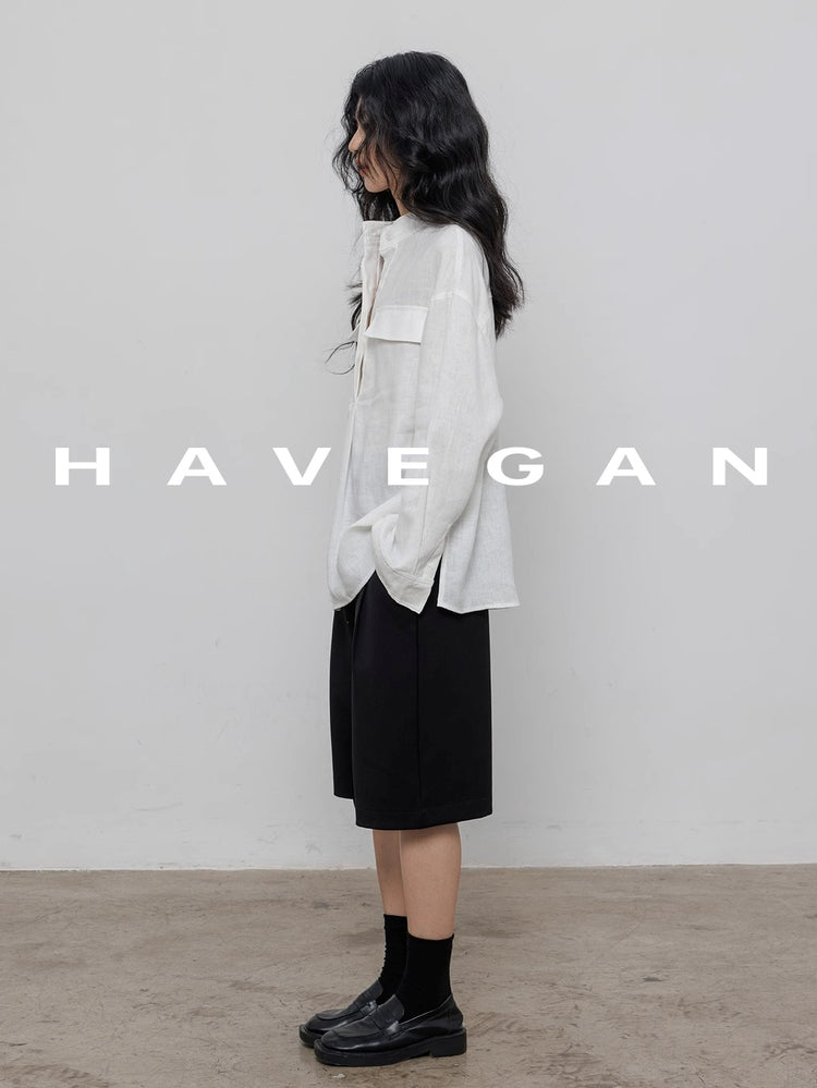 Stand Collar Loose Shirt_BDHL7358