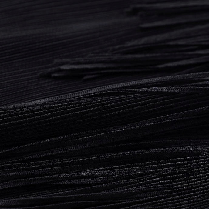 Fringed Irregular Black Skirt_BDHL7351