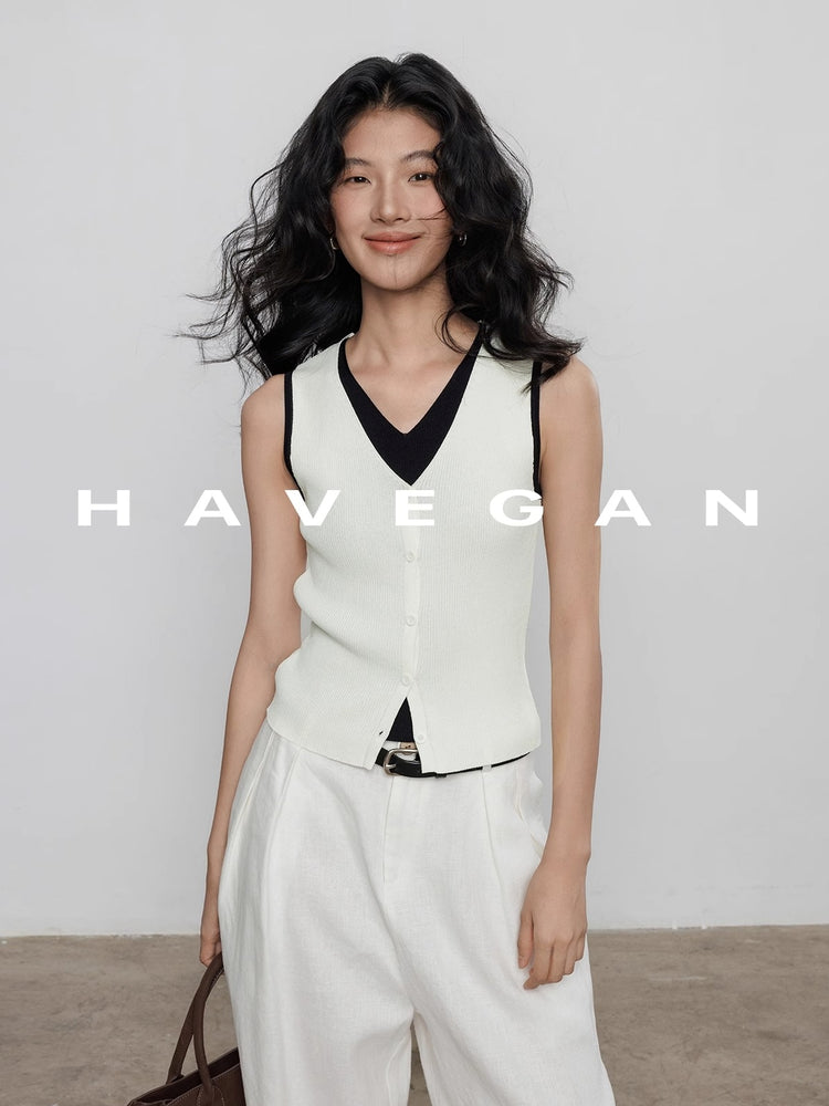 Two-Piece Style Knitted Vest_BDHL7356