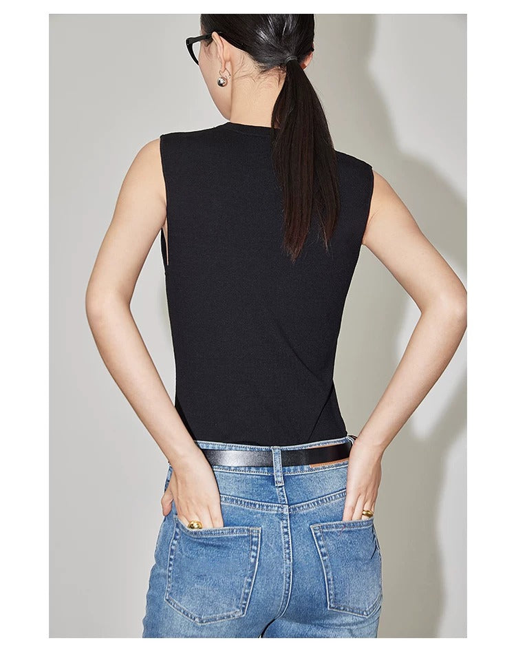 在庫限り早い者勝ち【即納】Essential Ribbed Sleeveless Knit_LCHK349