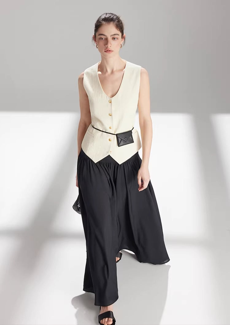 Linen Blend Fitted Teardrop Neck Sleeveless Vest Top_BDHL8226