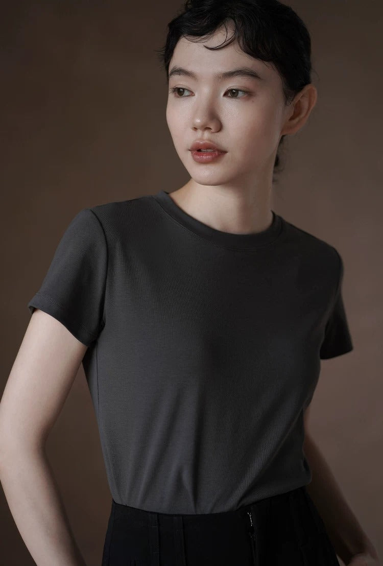 Slim Fit Short Sleeve Basic Tee_BDHL8296