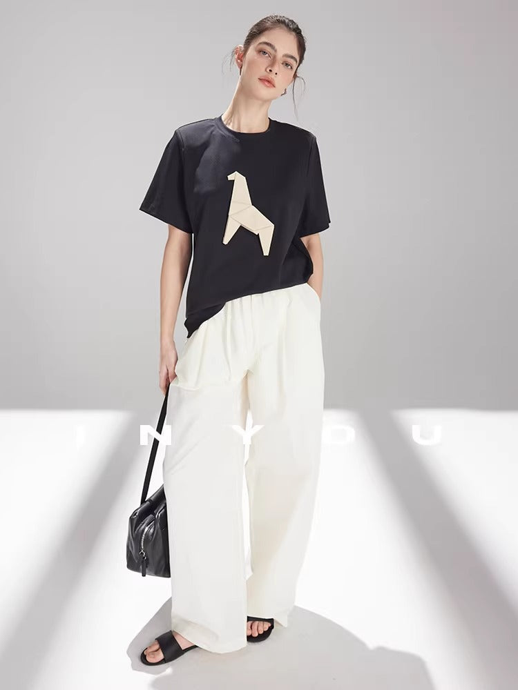 Origami Horse Appliqué Short Sleeve Tee_BDHL8222