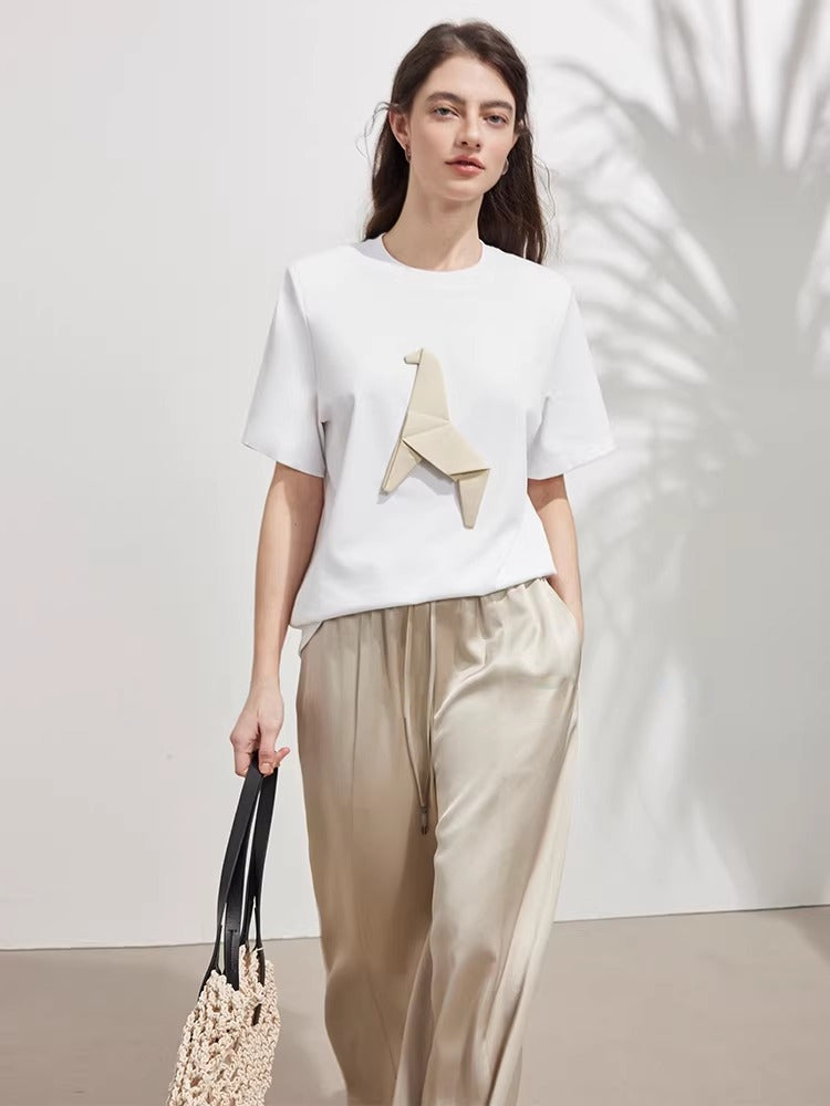 Origami Horse Appliqué Short Sleeve Tee_BDHL8222