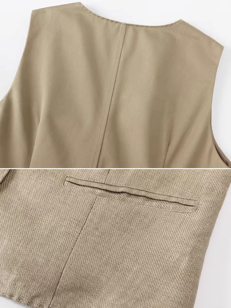 Summer Sleeveless Linen 2-Piece Vest & Pants_BDHL8201