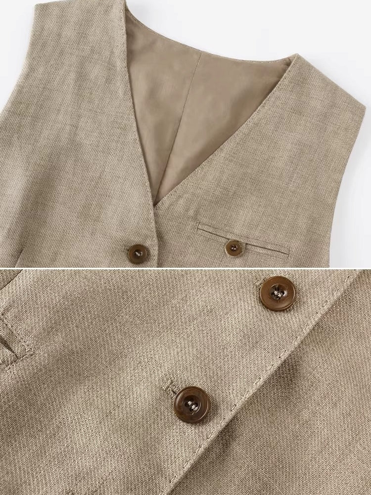 Summer Sleeveless Linen 2-Piece Vest & Pants_BDHL8201